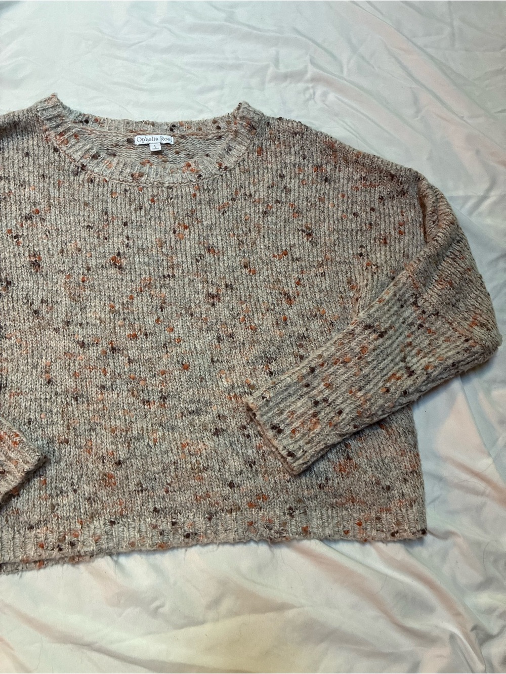 Ophelia Roe Women’s Cozy Cream Speckled Knit Sweater Size Large - Picture 5 of 7
